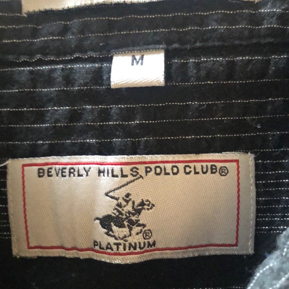 🏵Mens vintage retro Black Beverly Hills Polo button up SS shirt - Picture 3 of 4